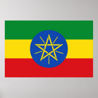 Ingelijste print met vlag van Ethiopië