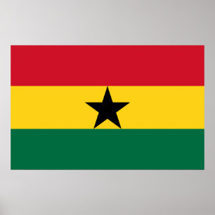 Ingelijste print met Vlag van Ghana