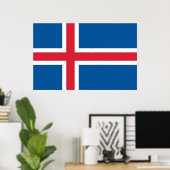 Ingelijste print met Vlag van IJsland (Thuiskantoor)