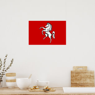 Ingelijste print met Vlag van Kent, Engeland