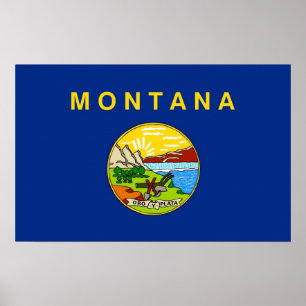Ingelijste print met vlag van Montana, U.S.A.