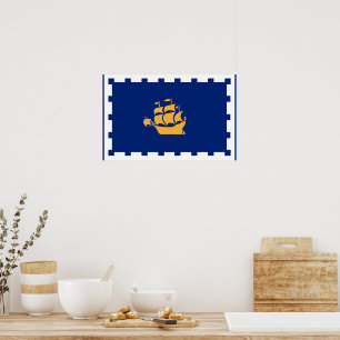 Ingelijste print met vlag van Quebec City, Canada
