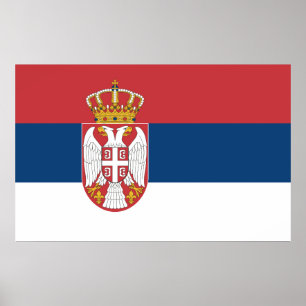 Ingelijste print met Vlag van Servië