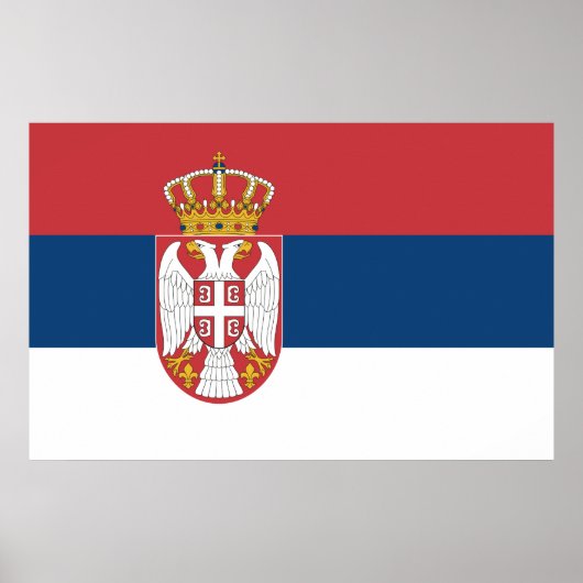 Ingelijste print met Vlag van Servië (Voorkant)