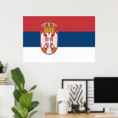 Ingelijste print met Vlag van Servië (Thuiskantoor)