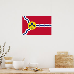 Ingelijste print met Vlag van St. Louis, Missouri