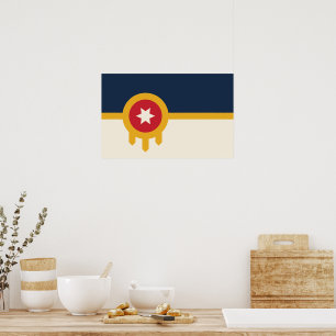 Ingelijste print met Vlag van Tulsa, Oklahoma