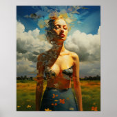 Ingelijste schilderij van een vrouw buiten poster (Voorkant)