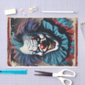 Ingelijste Spooky Horror Halloween Clown Decoupage Tissuepapier (Craft)