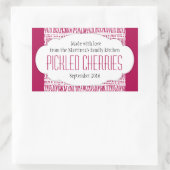 Ingemaakte kersen rood voedseletiket sticker (Tas)