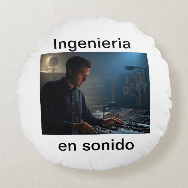 Ingenieria en sonido rond kussen (Voorkant)
