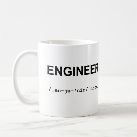 INGÉNIEUR avec la tasse de symboles phonétiques (Gauche)