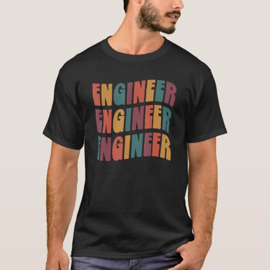 Ingenieur Groovy Retro Kleurrijke Techniek T-shirt (Voorkant)