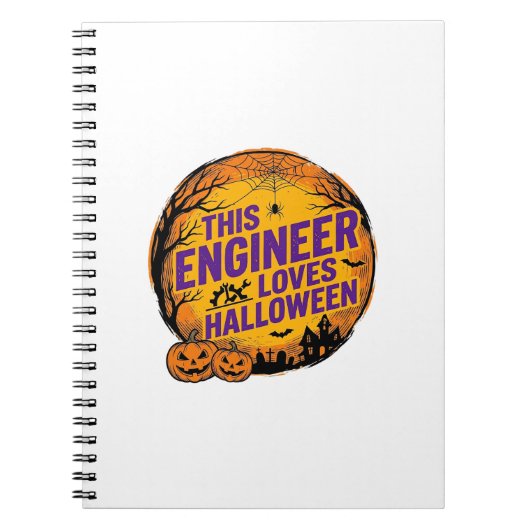Ingenieur houdt van Halloween Vintage Pompoen Desi Notitieboek (Voorkant)