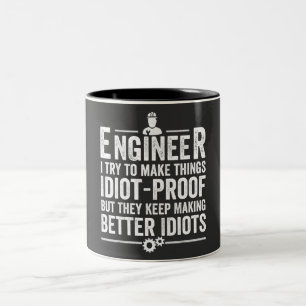 Ingenieur ik probeer dingen IdiotProof te maken Tweekleurige Koffiemok