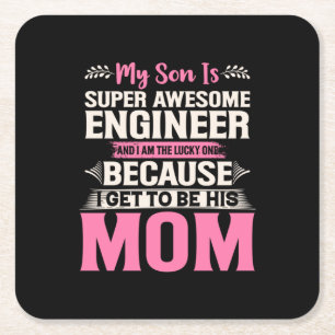 Ingenieur Mijn Zoon Is Een Super Geweldige Ingenie Vierkante Kartonnen Onderzetter