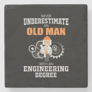 Ingenieur Oude Man Met Een Ingenieursdiploma Stenen Onderzetter