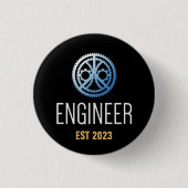 Ingenieur Vast, Engineering Afstuderen Aangepast Ronde Button 3,2 Cm (Voorkant)