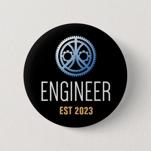 Ingenieur Vast, Engineering Afstuderen Aangepast Ronde Button 5,7 Cm (Voorkant)