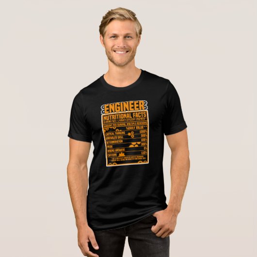 Ingenieur Voedingsfeiten Grappige typografie Tri-Blend Shirt (Voorkant volledig)