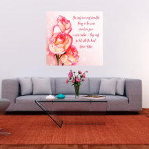 Ingepakt canvas kunst roze rozen citaat van Helen