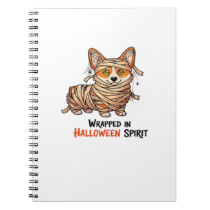 Ingepakt in Halloween-geest � Mummie Corgi met Spi Notitieboek
