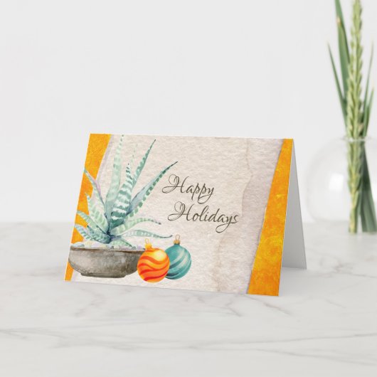 Ingepotte cactus en kerstversieringen zuidwest feestdagen kaart (Voorkant)