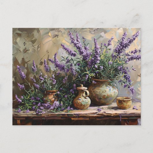 Ingepotte lavendel botanische olieverfschilderij briefkaart (Voorkant)