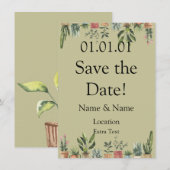 Ingepotte Planten Boho Save the Date Kaart (Voorkant / Achterkant)