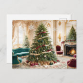 ingerichte kerstwoonkamer feestdagenkaart (Voorkant / Achterkant)