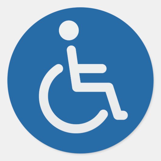 Ingeschakeld teken of handig symbool blauw en wit ronde sticker (Voorkant)