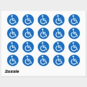 Ingeschakeld teken of handig symbool blauw en wit ronde sticker (Vel)