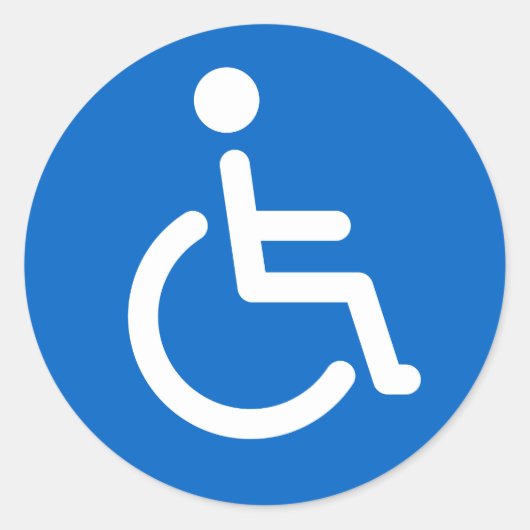 Ingeschakeld teken of handig symbool blauw en wit ronde sticker (Voorkant)