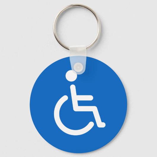 Ingeschakeld teken of handig symbool blauw en wit sleutelhanger (Voorkant)