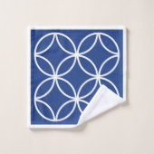 Ingesloten cirkels roomruiten blauw en wit bad handdoek (Wasdoekje)