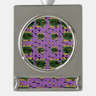 Ingesloten Hemelse Vlammenwindmolens Verzilverd Banner Ornament