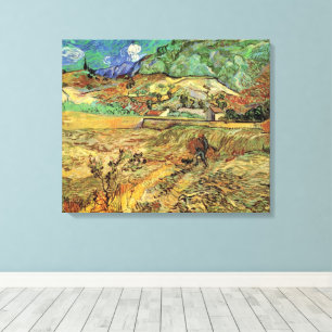 Ingesloten Wheat Field w Peasant door Vincent van Canvas Afdruk