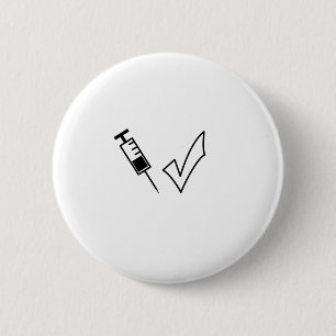 Ingevaccineerde spuit- en tekensymbool ronde button 5,7 cm