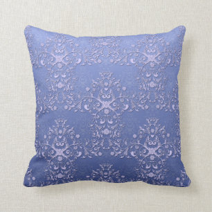 Ingewikkeld Blauw Bloemmotief Damast Patroon Kussen
