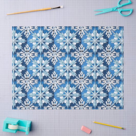 Ingewikkeld blauw sneeuwvlok ontwerp tissuepapier (Craft)