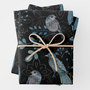 Ingewikkeld bloem- en paisleymotief inpakpapier vel