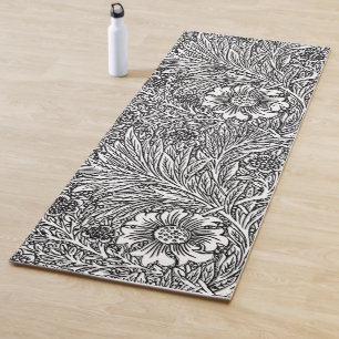 Ingewikkeld bloemmotief in zwart en wit yogamat