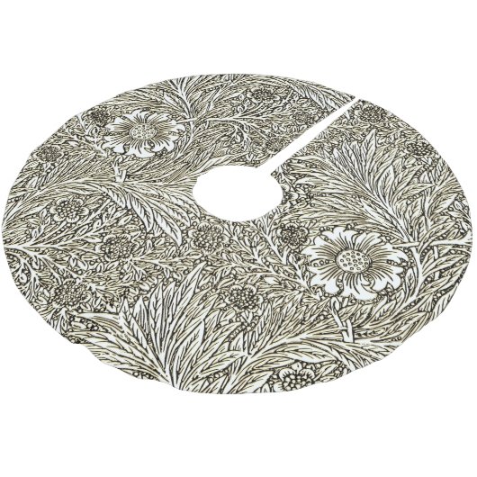 Ingewikkeld bloemontwerp in bruin en wit kerstboom rok (Gekanteld)