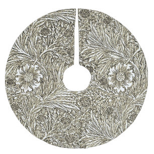 Ingewikkeld bloemontwerp in bruin en wit kerstboom rok