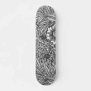 Ingewikkeld bloemontwerp in zwart-wit skateboard