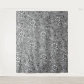 Ingewikkeld bloemontwerp in zwart-wit wandkleed (Voorkant)