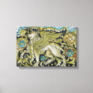 Ingewikkeld Canvas—Deruta Tegel Lion Canvas Afdruk