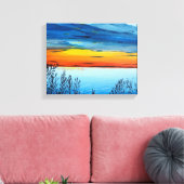 Ingewikkeld Canvas Print met zonsondergang (Insitu (Woonkamer))