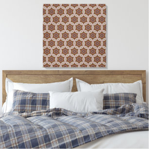 Ingewikkeld geometrisch sterrenpatroon in aardetin canvas afdruk