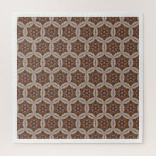 Ingewikkeld geometrisch sterrenpatroon in aardetin legpuzzel